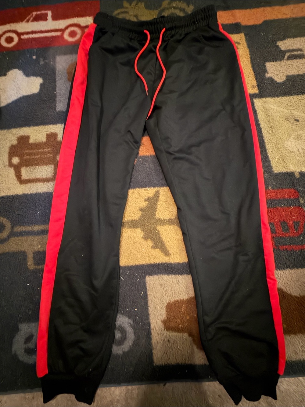 SHEIN Black Joggers with Red Side Stripes